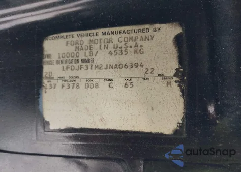 1988 Ford F350 из США, поврежденный, VIN 1FDJF37M2JNA06394